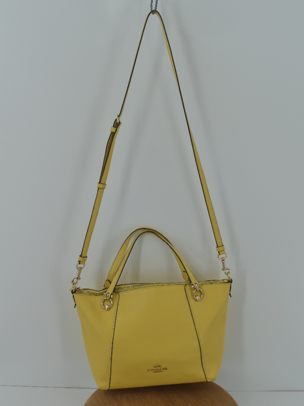 Coach Kacey Satchel Yellow Pebbled Leather Crossbody Shoulder Bag C6229